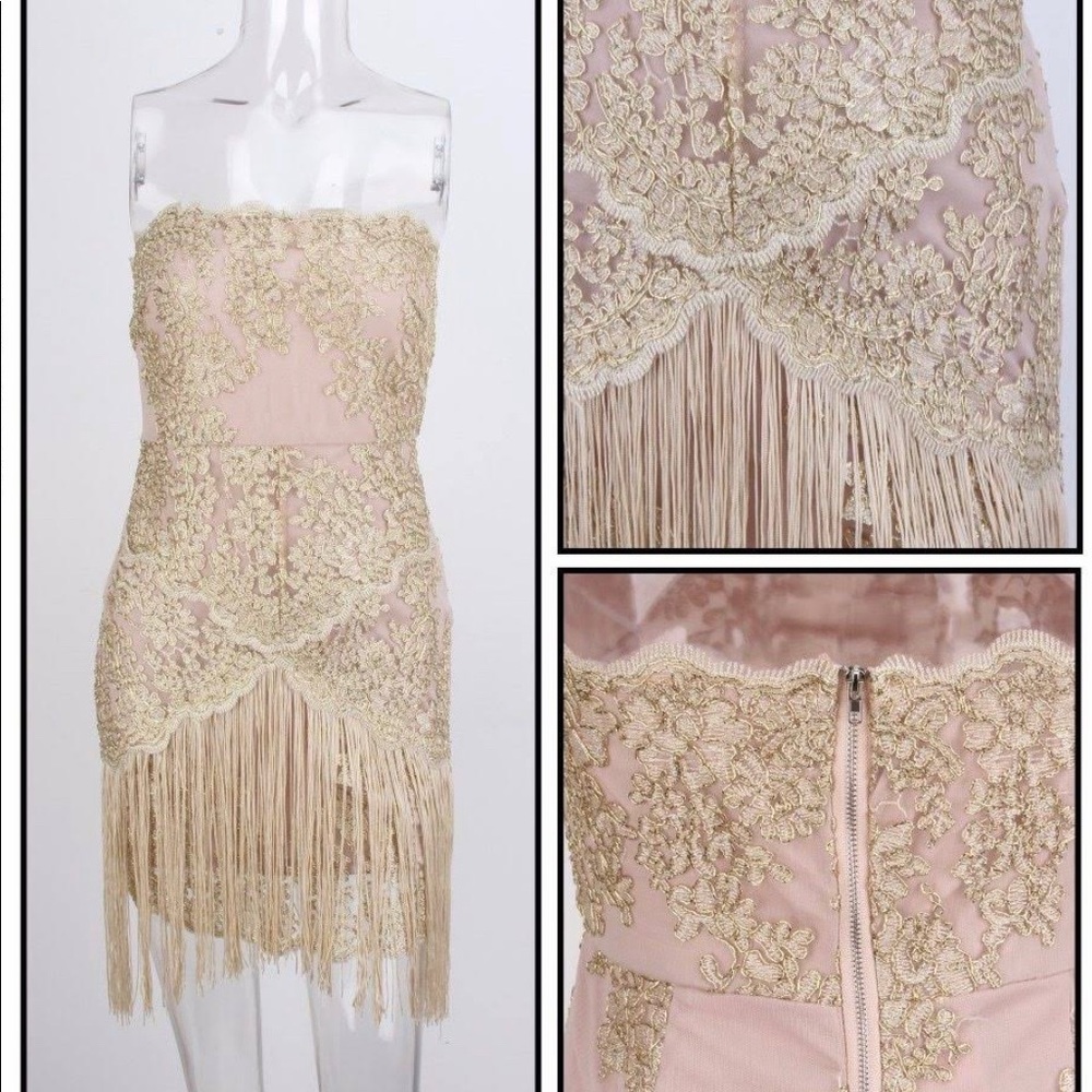 Strapless mini gold dress - Picture 3 of 5